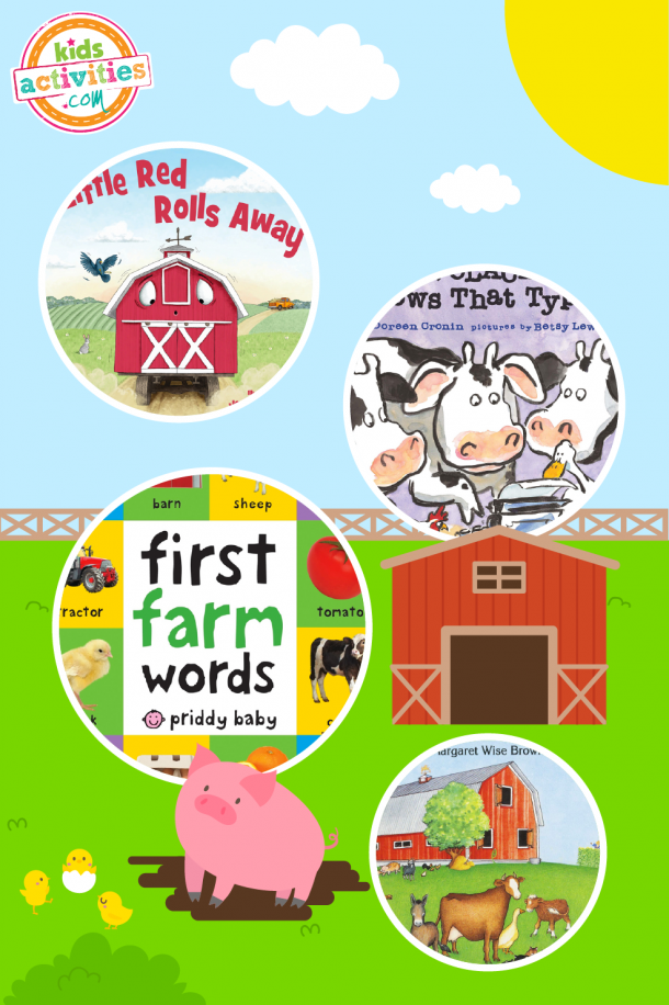 图像显示一组图片的红色谷仓,牛,和一头猪从孩子活动的博客。乐动客服